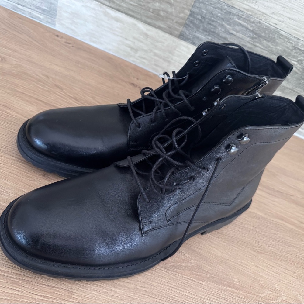 Geox Men's Black Leather Lace-Up Boots